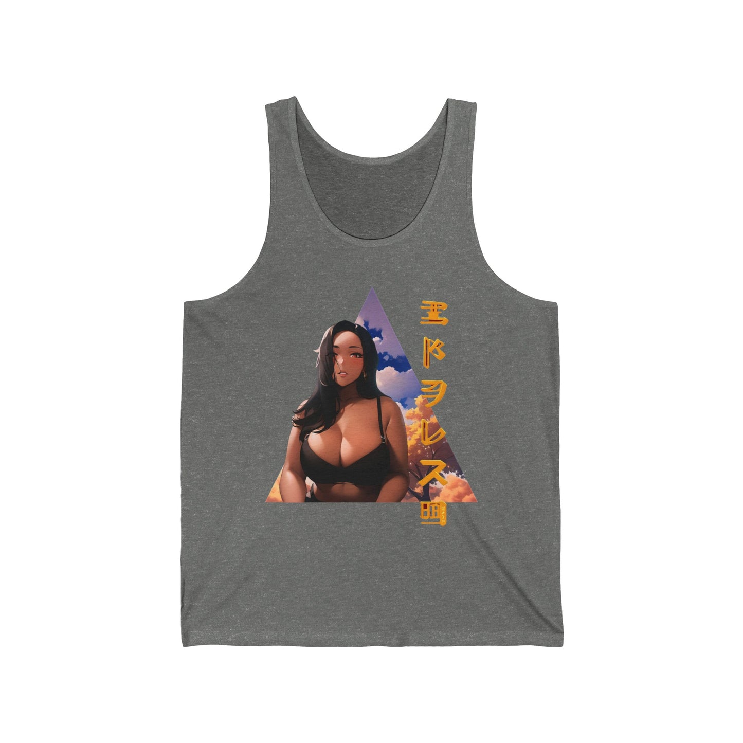 Anime Style Art Unisex Jersey Tank- "The Brown Thick One"