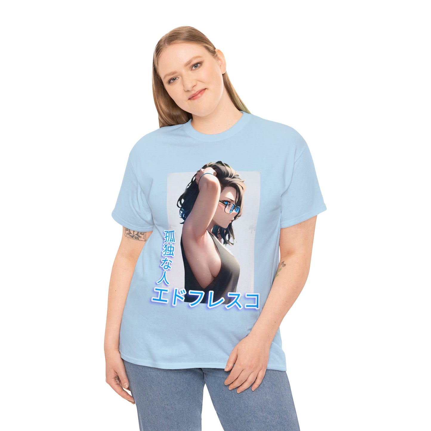 Anime Style Art Unisex Heavy Cotton Tee- "Front Cover Chick"