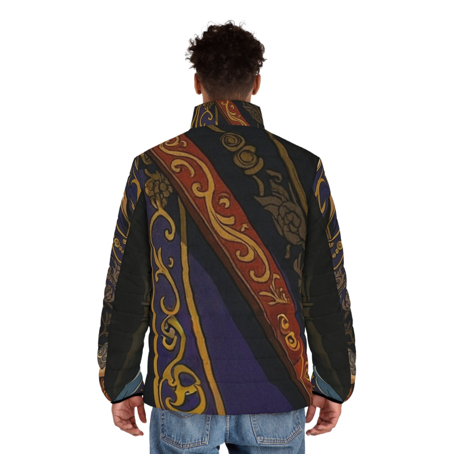 "Final Boss" Anime Style Art Men's Puffer Jacket (AOP)