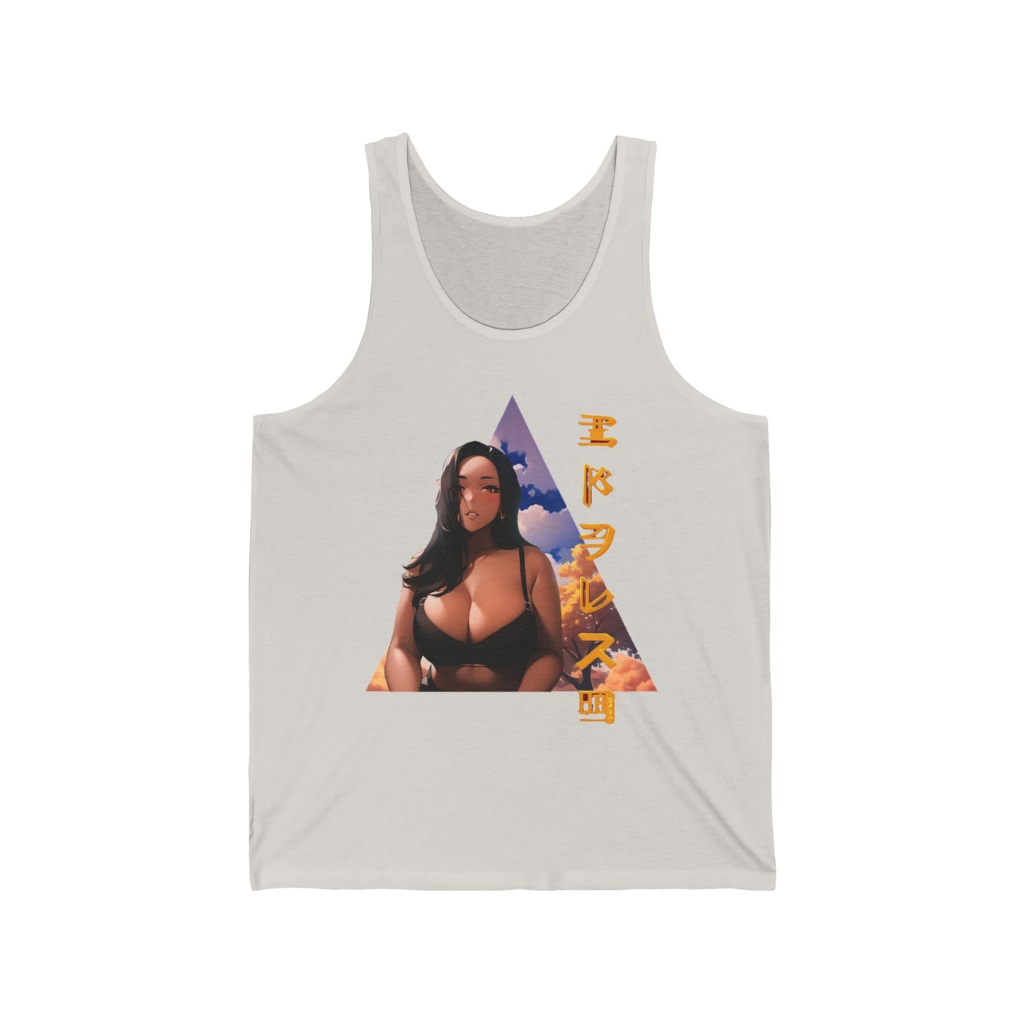 Anime Style Art Unisex Jersey Tank- "The Brown Thick One"